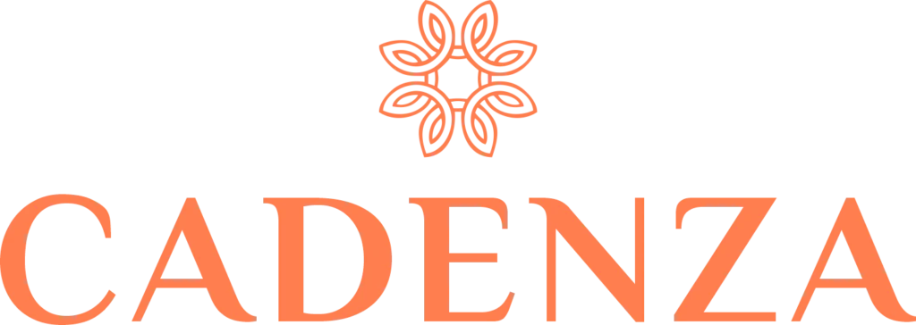 Logo Tipe Cadenza Cluster Cremona Desain Bunga Oranye Kontemporer