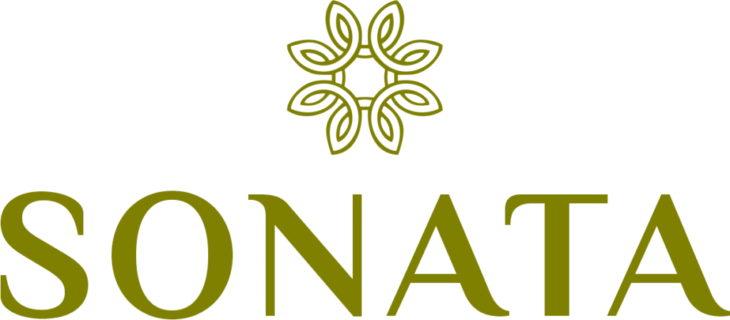 Logo Tipe Sonata Cluster Cremona Desain Floral Emas Premium